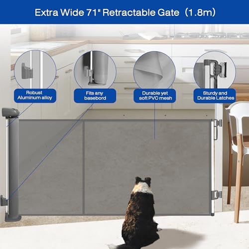 Kerty Retractable Baby Gate 71 Inch Wide 34 Inch Tall