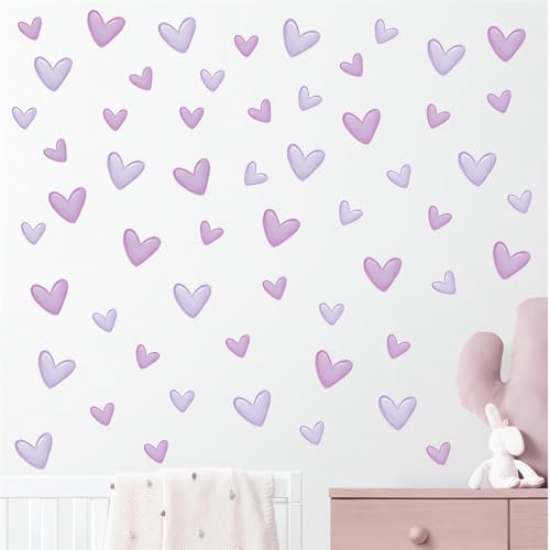 120 Pcs Purple Love Heart Wall Stickers Romantic DIY Decor for Baby Girl Nursery Bedroom