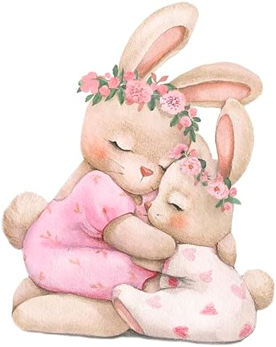 Pink Bunny Wall Decals for Baby Girl Room