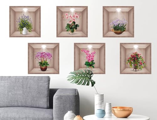 3D Green Plant Wall Decals Set of 6