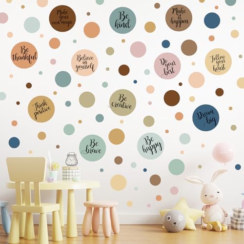 Tallew 576 Pcs Polka Dot Wall Decals Inspirational Motivational Quote Sticker Set