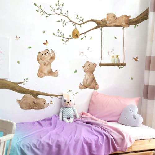 Runtoo Bear Wall Stickers for Kids Bedroom Nursery Decor