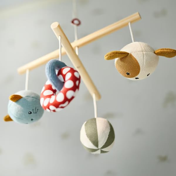 Nursery Mobile with Wooden Frame Blue and White