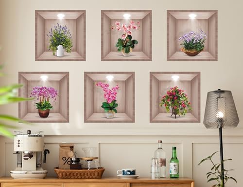 3D Green Plant Wall Decals Set of 6