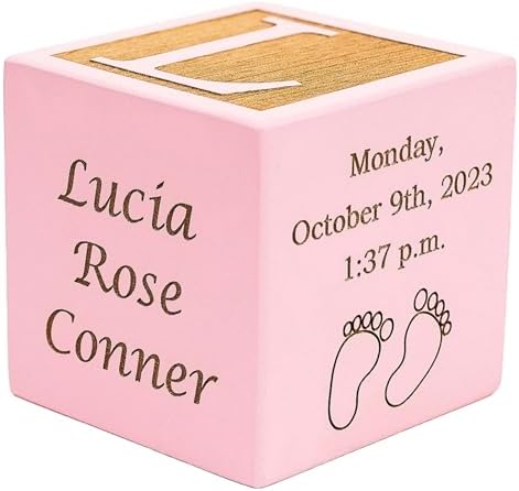 Palmetto Wood Shop Baby Birth Block - Personalized USA Made 3 Sizes Colors