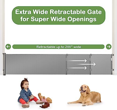 200 Inch Retractable Baby Gate for Wide Openings