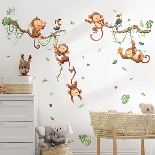 Monkey Climbing Tree Wall Decals for Kids Room Decor