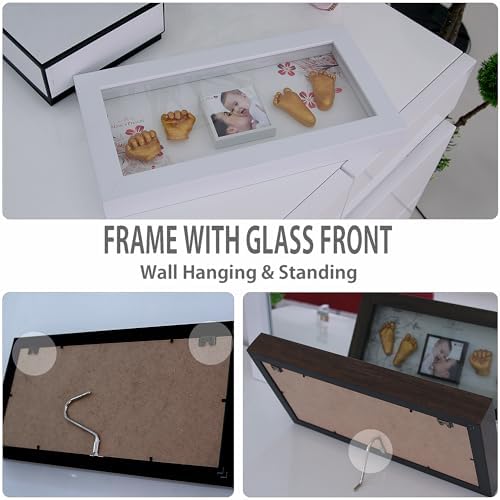 Love Moms Present Baby Hand Footprint Casting Kit with Silver Frame