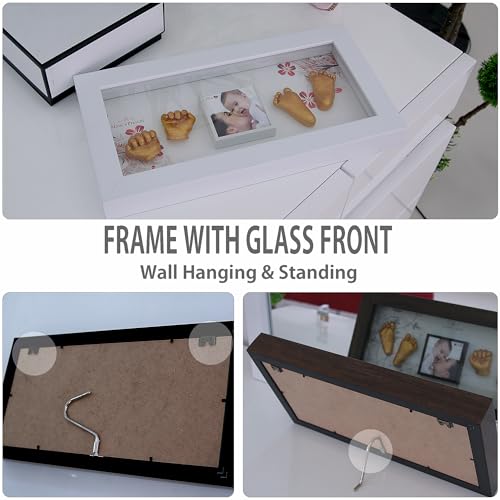 Momspresent Baby Hand Footprint Casting Kit with Silver Frame