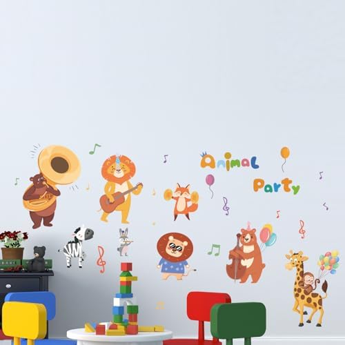 Kids Playroom Animals Wall Decals Large Colorful Wall Stickers for Nursery Daycare