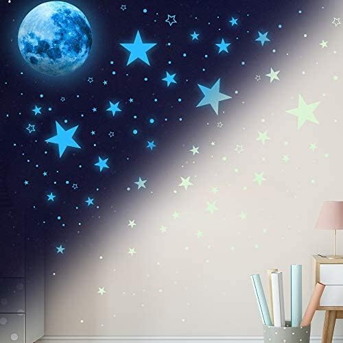 1078Pcs Glow in The Dark Stars Moon Ceiling Decor Stickers