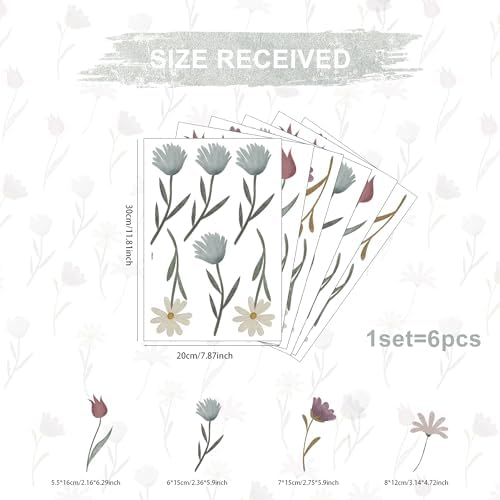 Boho Wildflower Wall Stickers for Girls Bedroom Decor