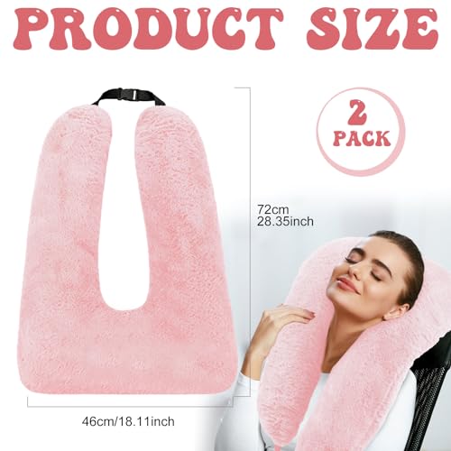 Hoteam 2 Pcs U Shaped Travel Pillow for Kids and Adults Light Pink