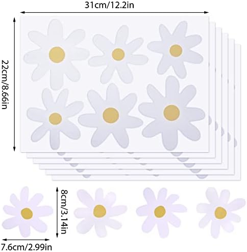 Bremorou 36PCS Retro White Daisy Wall Stickers for Decor