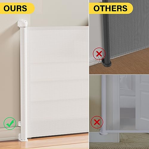Retractable Baby Gate for Stairs and Doorways 54 Wide 34 Tall Mesh Safety Gate White