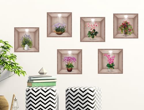 3D Green Plant Wall Decals Set of 6