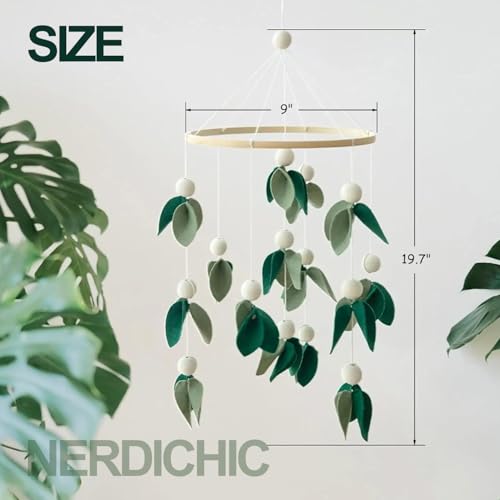 Nerdichic Baby Crib Mobile Green Leaves