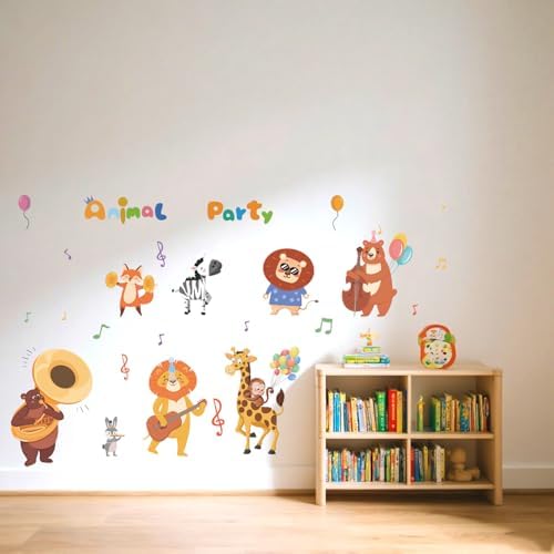 Kids Playroom Animals Wall Decals Large Colorful Wall Stickers for Nursery Daycare