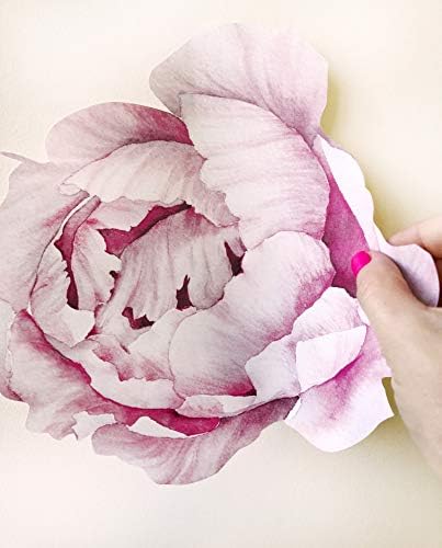Peony Watercolor Wall Decals Pink and White Spring Decor