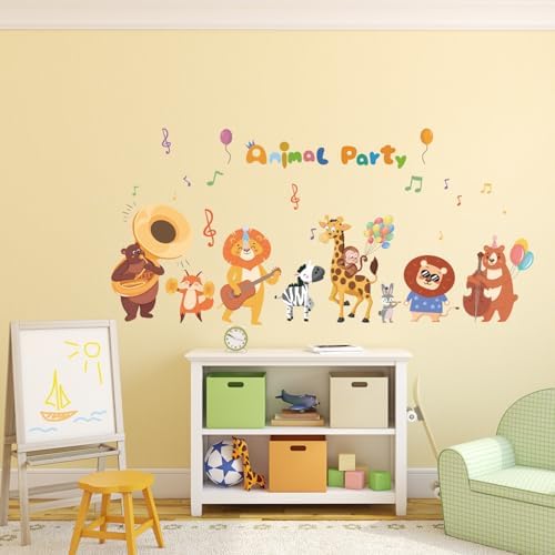 Kids Playroom Animals Wall Decals Large Colorful Wall Stickers for Nursery Daycare