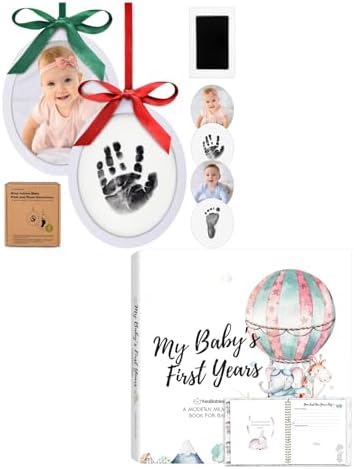 KeaBabies Inkless Hand Footprint Ornament Kit with Memory Book