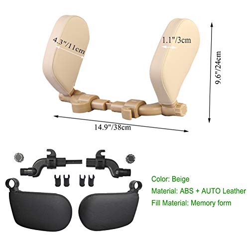 JZCreater Car Headrest Pillow for Adults and Kids Beige