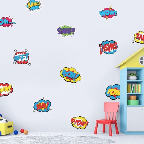 Superhero Comic Words Wall Decals 12-Pack