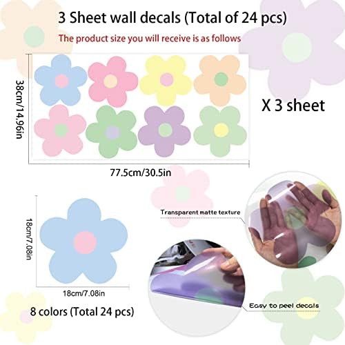 24 Pcs Y2K Flower Wall Decals Peel and Stick