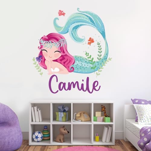 Personalized Gradient Mermaid Name Wall Decal