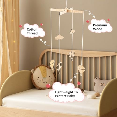 SANDOO Wooden Hot Air Balloon Crib Mobile