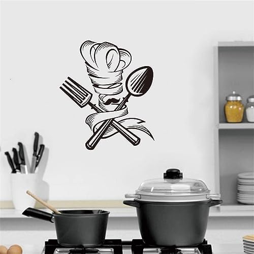 Whimsical Chef Wall Sticker - 17x19 Inches Black