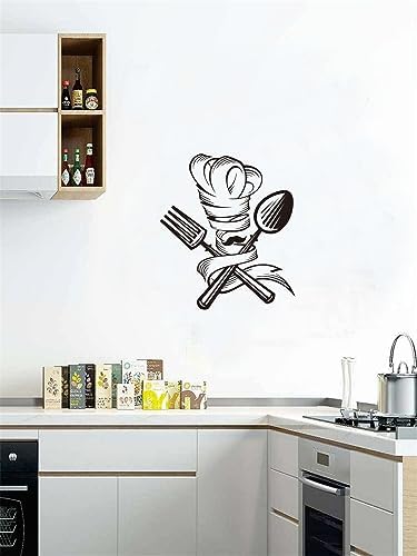 Whimsical Chef Wall Sticker - 17x19 Inches Black