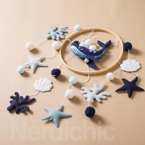 Whale Crib Mobile for Baby Nursery Decor