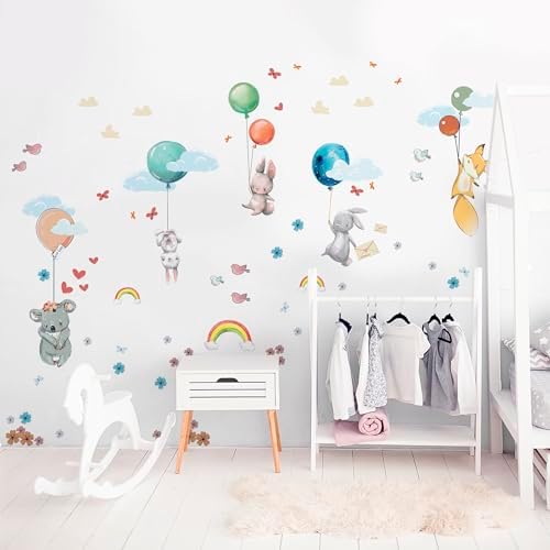 WS Wallpaper Hot Air Balloon Wall Decals - Animal Stickers for Kids Room