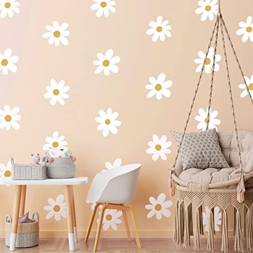 BBTO Daisy Wall Decals 36 Piece White Floral Stickers