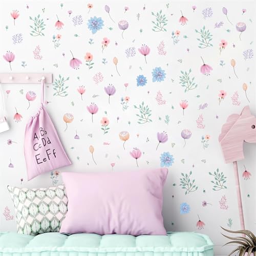 Small Floral Wall Stickers Watercolor Boho Decor Peel and Stick