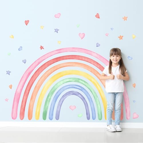 77 x 47 Rainbow Wall Decals for Kids Bedroom Playroom Classroom