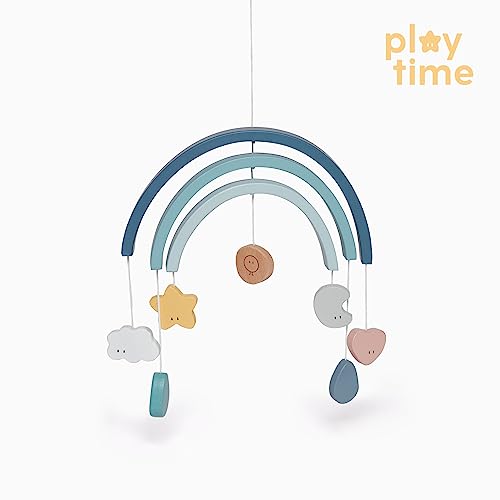 MORI Baby Wooden Rainbow Mobile Blue Boys Girls Nursery Decor
