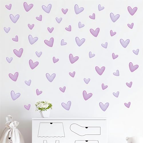 120 Pcs Purple Love Heart Wall Stickers Romantic DIY Decor for Baby Girl Nursery Bedroom
