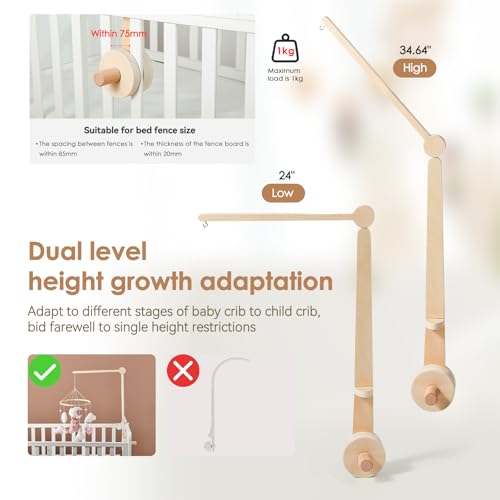 HI BABY MONMENT Crib Mobile Arm with 2 Height Settings