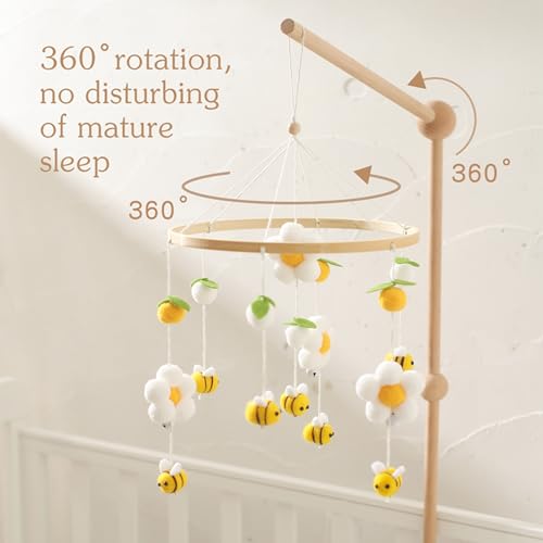 Gender Neutral Baby Mobile - Felt Daisy Bees Leaves