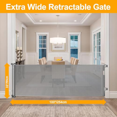 WOMHOM 100 Inch Extra Wide Retractable Baby Gate