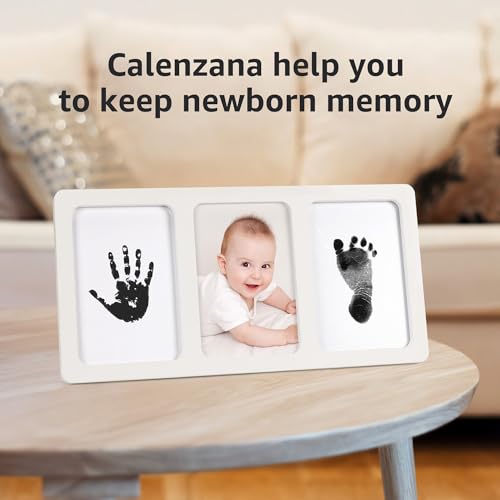 Calenzana Inkless Baby Hand and Footprint Frame 4x6 Keepsake Picture Frame for Newborn Girls Boys White