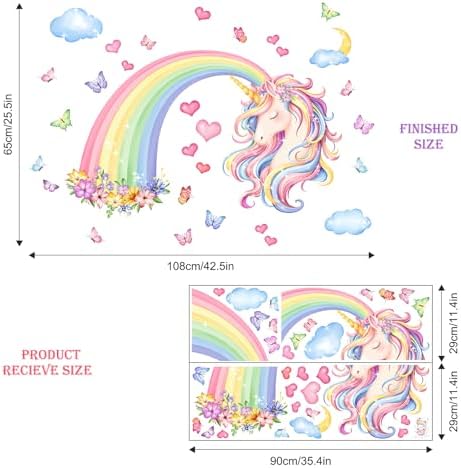 Rainbow Unicorn Wall Decals for Girls Room Decor