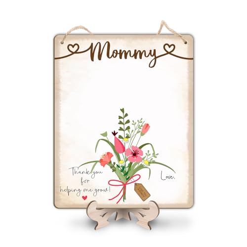 DIY Babys First Mothers Day Handprint Flowers Hanging Sign for Mom