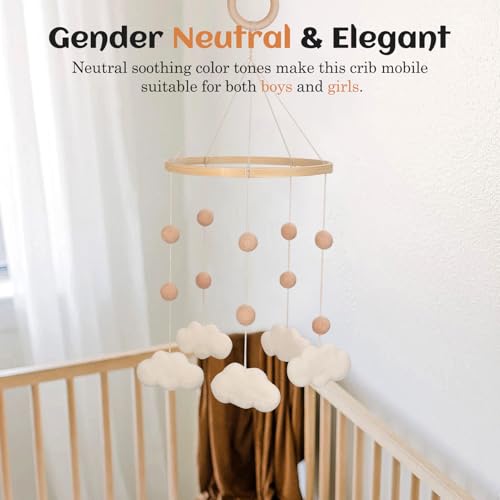 Felt Cloud Mobile for Crib - Neutral Boho Decor