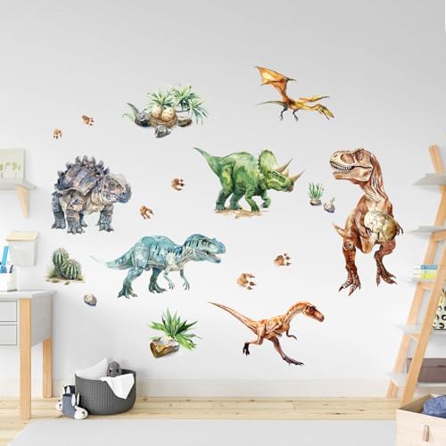 Supzone Dinosaur Wall Decals Large Volcano Stickers for Kids Room