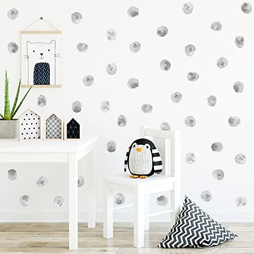 120pcs 22 Gray Polka Dots Wall Decals for Kids Removable Peel and Stick Wall Art Decor