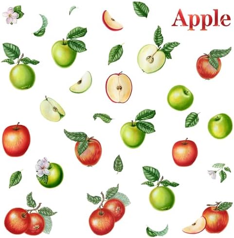 DEIKOKA Apple Wall Decals Set of Red Apples with Leaves and Slices