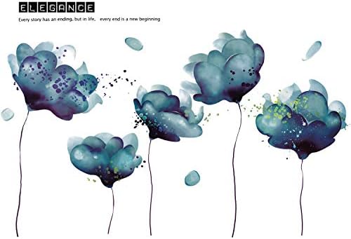 Amaonm 3D Light Blue Dream Flower Wall Sticker for Girls and Kids Rooms